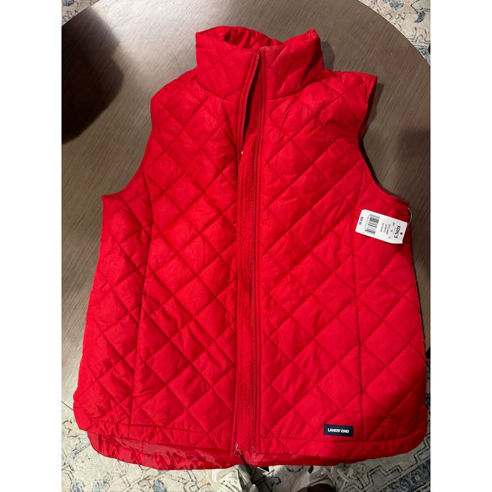 Lands' End Quilted Insulated Puffer Vest Women's Full Zip Red NWT